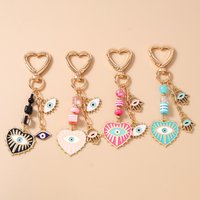 New Enamel Love Heart Keychain Eyes Key Ring Pendants for Women Girls Handbag Decor DIY Handmade Key Chain Gifts