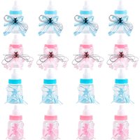 6/12pcs Blue Pink Baby Bottle Plastic Feeding Bottle Candy Gift Packaging Boxes Baby Shower Kids Birthday Gender Reveal Supplies
