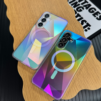 For Samsung Galaxy S24/S25 ULTRA S25 Edge S24 FE S25 fashionable phone case, fantasy colored diamond magnetic protective case.