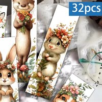 32pcs, Forest Cute Pet Wreath Theme Bookmarks, Christmas, Teacher Gift, Back-To-School Holiday Gifts, Creative Artistic Designs
