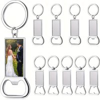 10pcs Premium Metal Sublimation Keychains &,Bottle Openers - DIY Photo Gifts, Easy Heat Transfer