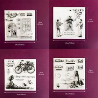 4Pcs Multi Theme Clear Stamps Winter Bike Music Lighthouse Words Transparent Seal Scrapbook Card Making Craft