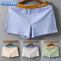 1/2/3 PCS Men's Panties Cotton Solid Color Breathable Boxers Shorts Underwear Trunks Homewear Loose Boxer Shorts And Underpants
