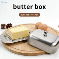 ✔Stainless Steel Butter Dish With Lid Handle Cover Design, Solid Cheese/Butter Container With Cover, Dessert Cheese Bread Box
