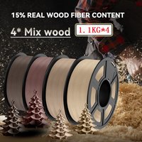 JAYO 3D Wood PLA Printer Filament 1.75mm 15% Real Wood Fibers Dimensional Accuracy +/- 0.02mm Fits Most FDM 3D Printers 4 Rolls