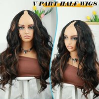 Body Wave Upgrade V Part With Adjustable Drawstring 220 Density V Shape Clip In Half Wigs Highlight P1B30 V Part Wig Human Hair Full Machine Made Wig