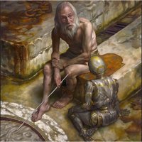 1/24 resin soldier model GK - Fantasy theme - Old man and robot - Unassembled and unpainted DIY kit 733
