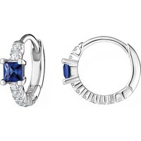 Blue Stone Timeless Creole Hinged Hoop Earrings Europe Glam Fine Jewerly For Women Gift In Solid 925 Sterling Silver