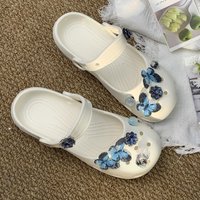Blue Crystal Butterfly Shoe Charms Fashion Rose & Camellia Decoration Set Women's Ballet Shoes & Sandals DIY Accessorie Gifts
