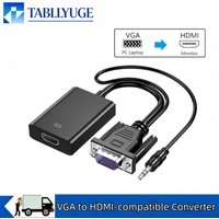 VGA to HDMI compatible 1080P Adapter VGA Male to HDMI compatible Female Cable with Audio for PC Laptop TV Projector