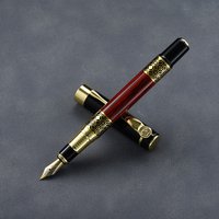 Retro style fountain pen, metal pen holder, wood grain resistant 0.5mm pen tip office and study writing pen