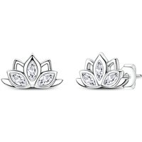 925 Sterling Silver Earrings Women Sparkling Lotus Stud Earring For Anniversary Wedding Jewelry Gifts