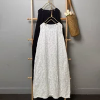 Summer Sleeveless Embroidered Lace Vest Dress Women Mori Girl Stacked Outwear All-match Loose Casual Sweet Long Tank Dresses