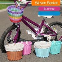 1pc Polypropylene Plastic Woven Bicycle Basket,Unlined D-Shaped Handlebar Bicycle Front Storage Basket,Anti-Burr,Sun Protection