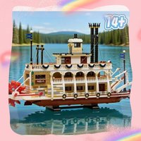 The new and most creative gift river steamboat set model building block boat brick toy birthday gift