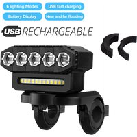 5 LED Bicycle Front Light Rechargeable MTB Bike Light Waterproof Outdoor Night Riding Safety Front Lamp Cycling Accessories