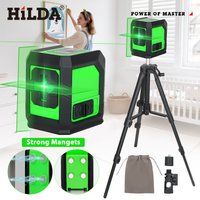 HILDA Laser Level 2 Lines Self Levelling Green Beams Laser Horizontal & Vertical Cross-Line with 1M Tripod for Hanging Pictures