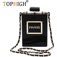 TOPHIGH New Hand Bag Ladies Perfume Bottle Bag Dinner Party Clutch Leather Chain Crossbody Acrylic Square Designer Luxury Bag