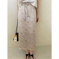 Sweet Floral Print Half Skirt Elastic Waist Straight Leg Summer New Arrival Women's Fashion Korean Style Long Skirt