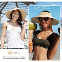 AliExpress New Style Summer Sun Hat for Women Wide Brim UV Protection Foldable Breathable Empty Top Straw Hat Outdoor Beach Travel Cycling