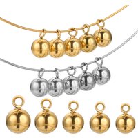 20pcs Lot 4/5/6mm Round Stainless Steel Beads Solid Ball Charms DIY Gold Plated Earrings Bracelet Jewelry Making Materials Craft