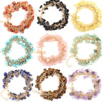 Bohemia Handmade Irregular Natural Stone Grave Healing Reiki Crystal Rose Quartz Bracelet for Women