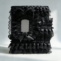 Dark A5 Lace Binder Gothic PU Leather Photocard Album Kpop Anime Storage Collector Book with Black Ribbon Journal Handmade