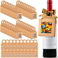 Kraft Paper Red Wine Gift Box with Hooks Window Opening Box Creative Jewelry Ear Hanging Simple Portable Box