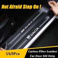 1/4/5Pcs Carbon Fiber Leather Car Door Sill Protector Strip For Dacia Duster Logan Sandero Stepway Dokker Lodgy MCV 2019 Spring