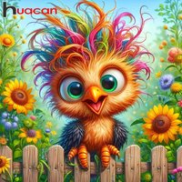 Huacan DIY 5D Diamond Painting Colorful Bird Full Diamond Embroidery Flower Mosaic Art Picture For Festival Gifts