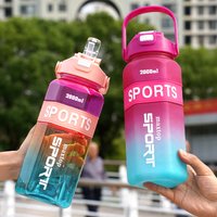 Hexagonal 3-Piece Set Water Bottle Large Capacity Gradient Color Outdoor Sports Portable Double-Drink for Active Lifestyle