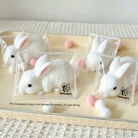 (HefengCL) White Fluffy Rabbit TPR Squishy Toy, Soft Stress‑Relief Squeeze Toy, Ideal for Party & Holiday Gifts