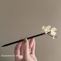 Chinese Style Vintage Wooden Hair Stick Step Shake Tassel Magnolia Flower Hairpin For Women Girls Ancient Hanfu Hair Accessories