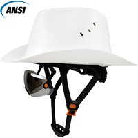 Cowboy Safety Helmet w/ Built In Sunglasses HDPE Wide Full-Brim Anti-Collision Hard Hat w/ Vent Hole for Construction Work ANSI
