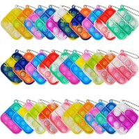 30Pcs Mini Pop Keychain It Fidget Toy Bag Children's Classroom Prizes Carnival Birthday Gift Bag Stuffing Year-end Student Gifts