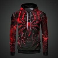 Vintage Spider Printed Man Hoodie 2024 Autumn Trendy Casual Red Hoodied Sweatshirt Retro Oversized Mens Hoodies Top Quality