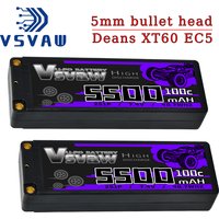 VSVAW 2S Lipo Battery 5500mAh 7.4V 100C 5mm T Plug Hardcase For 1/10 Buggy Truggy Offroad Boat Car Boat Truck RACING Helicopter