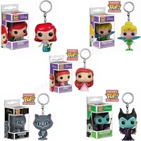 FUNKO with original box Pocket Princess Tinker Bell Ariel Keychain Action Figure Toys chessur maleficant Action Figure Toy