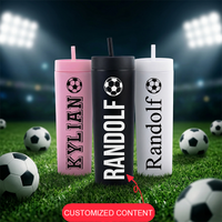 Personalized Water Cup with Straw, Customized Football Name Water Bottle, Suitable for World Cup, Outdoor Sports, School