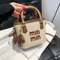 Summer Beach Vacation Women's Crossbody Bucket Bag Bohemian Style Single Shoulder Soft PU Leather Wave Color Contrast Design