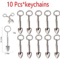 10 pcs Novelty Mini Shovel Keychains Metal Spade Keyrings Key Chains Keyfob 3D Shovel Metal Tool Souvenir Trinket Tools