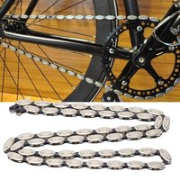 100 Links Single Speed Bike Chain Manganese Steel Olive Fixed Gear Chain Silver with Buckle Cycling Chain