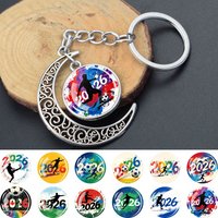 1pc World Cup Digit 2026 Crescent Pendant Keychain Fashionable Exquisite Glass Pasted Keychain A Gift for Sport Fans Enthusiasts