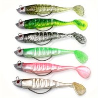 Mixed 6-Piece Set of Jig Head Soft Baits, 3.94inch / 5.12inch Paddle Tail Swimbaits with Jig Heads Suitable for Saltwater and Freshwater Fishing, Detachable Lures, Suitable for Bass, White Catfish,