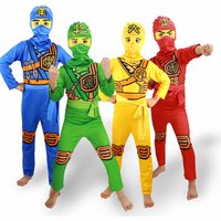 Kids Leg Ninja Cosplay Superhero Jumpsuit Kids Anime Ninja Costume Fancy Party Dress Carnival Halloween Costume with Toy Fork