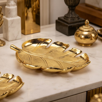 Light Luxury Golden Leaf Storage Tray, Nordic Style Desktop Decorative Tray, Jewelry & Key Storage Ornament, Home Decor Gift