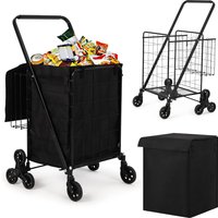Heavy Duty Stair Climbing Shopping Cart 360° Swivel Tri-Wheels Folding Carbon Steel Trolley for Laundry,Luggage,Grocery,Camping