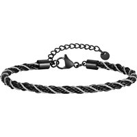 Prjewel Black Sier Color Stainless Steel Twisted Rope Chain Bracelets Simple Punk Rock Wristband Jewelry Father's Day Gift New