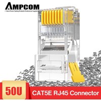 AMPCOM CAT5e RJ45-Stecker 8P8C Modulares Ethernet-Kabel RJ 45 Enden Lan-Kabel 50u vergoldete Crimp-Steckverbinder UTP-Netzwerkstecker