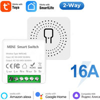 16A Wifi Mini Smart Switch Wireless DIY Light Switches 2 Way Control Breaker Work with Tuya Smart Life Alexa Google Home